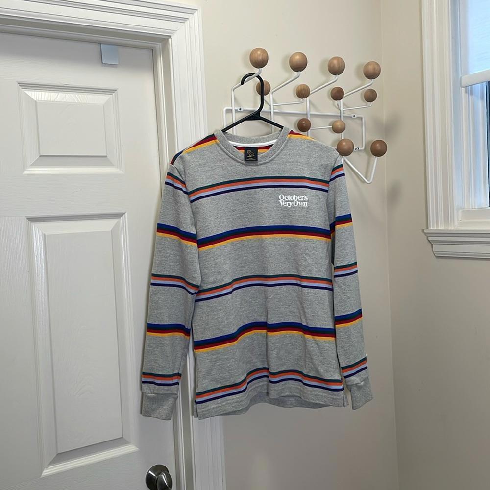 Ovo - October's Very Own Striped Long Sleeve Sweater - Grey - Small